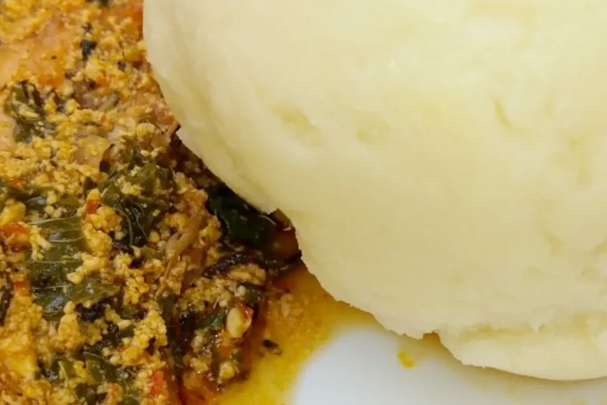 pounded yam with melon soup